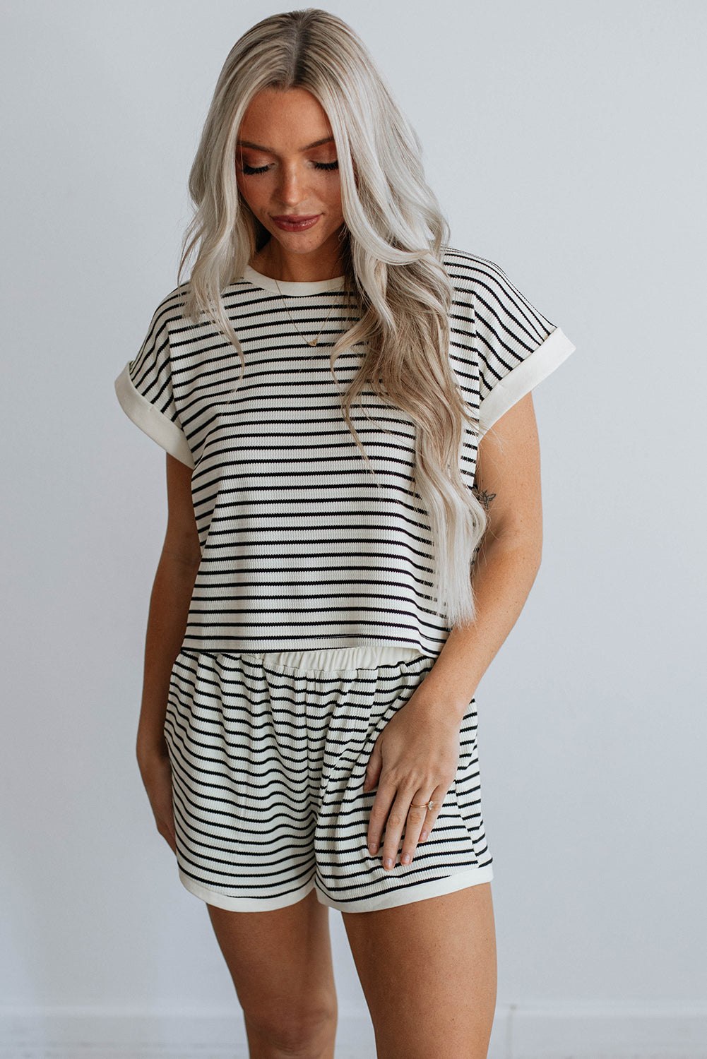 Too Good to be True Stripped Short Set