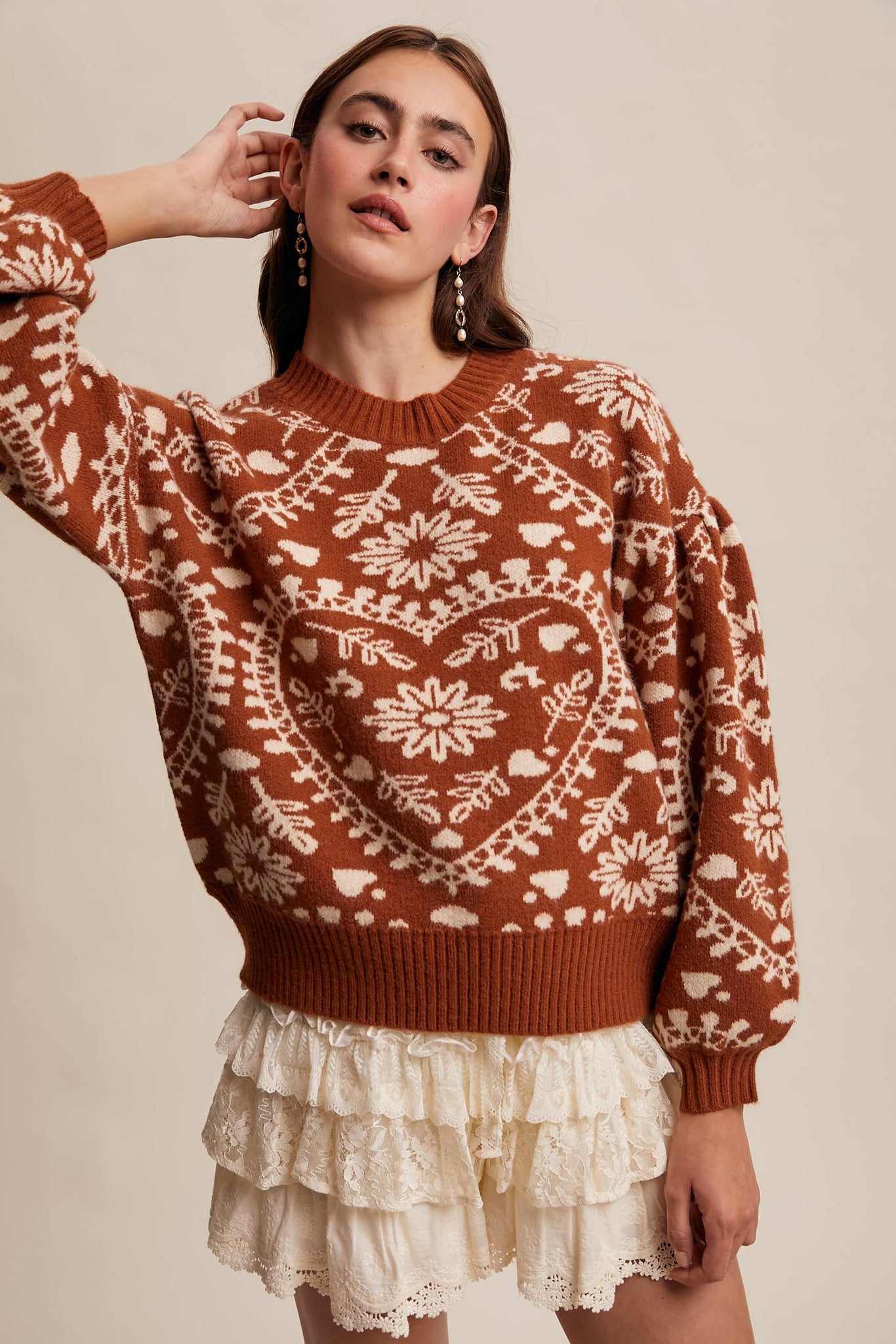 Cross My Heart Jacquard Knit Sweater