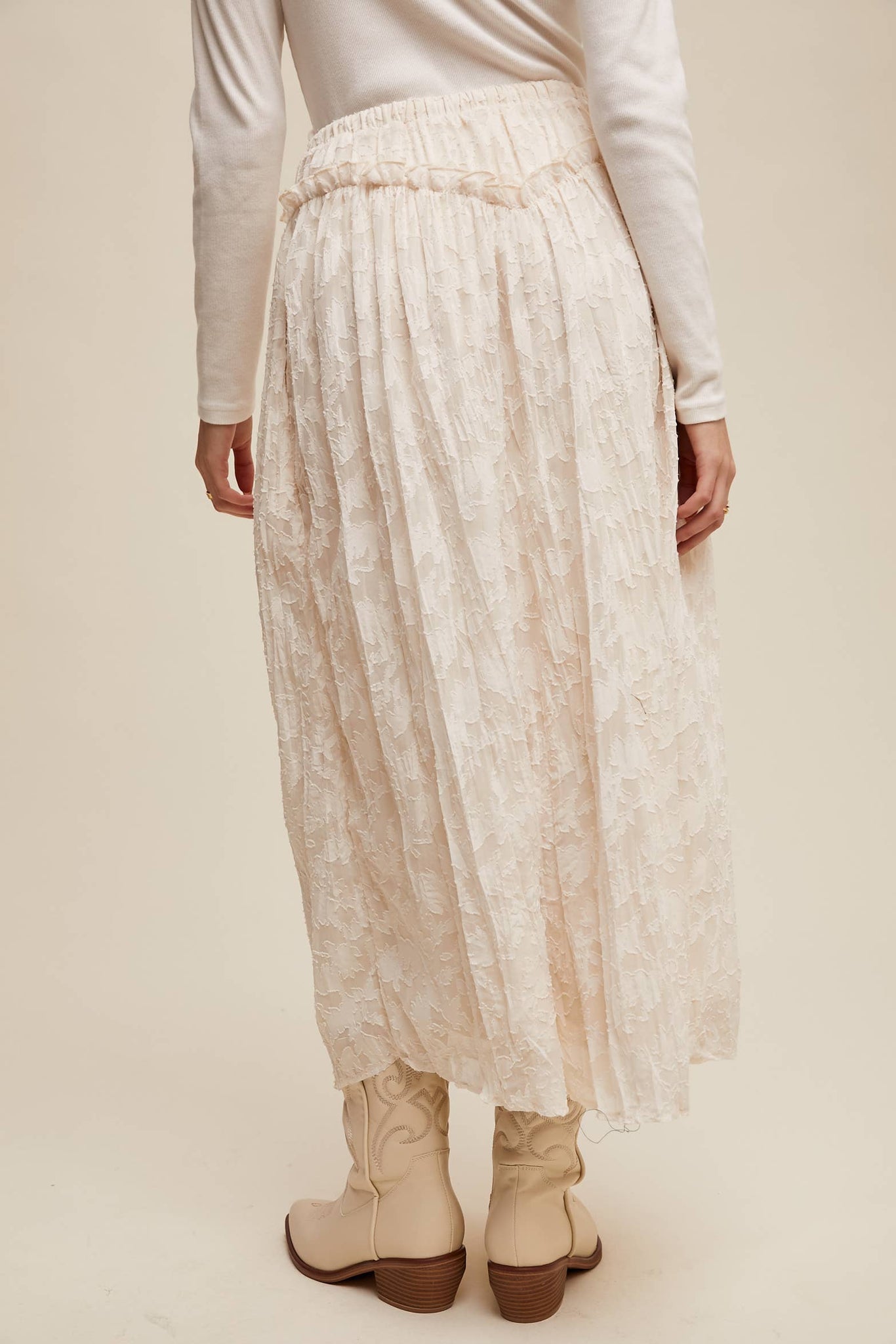 Queen of the West Floral Textured Maxi Skirt