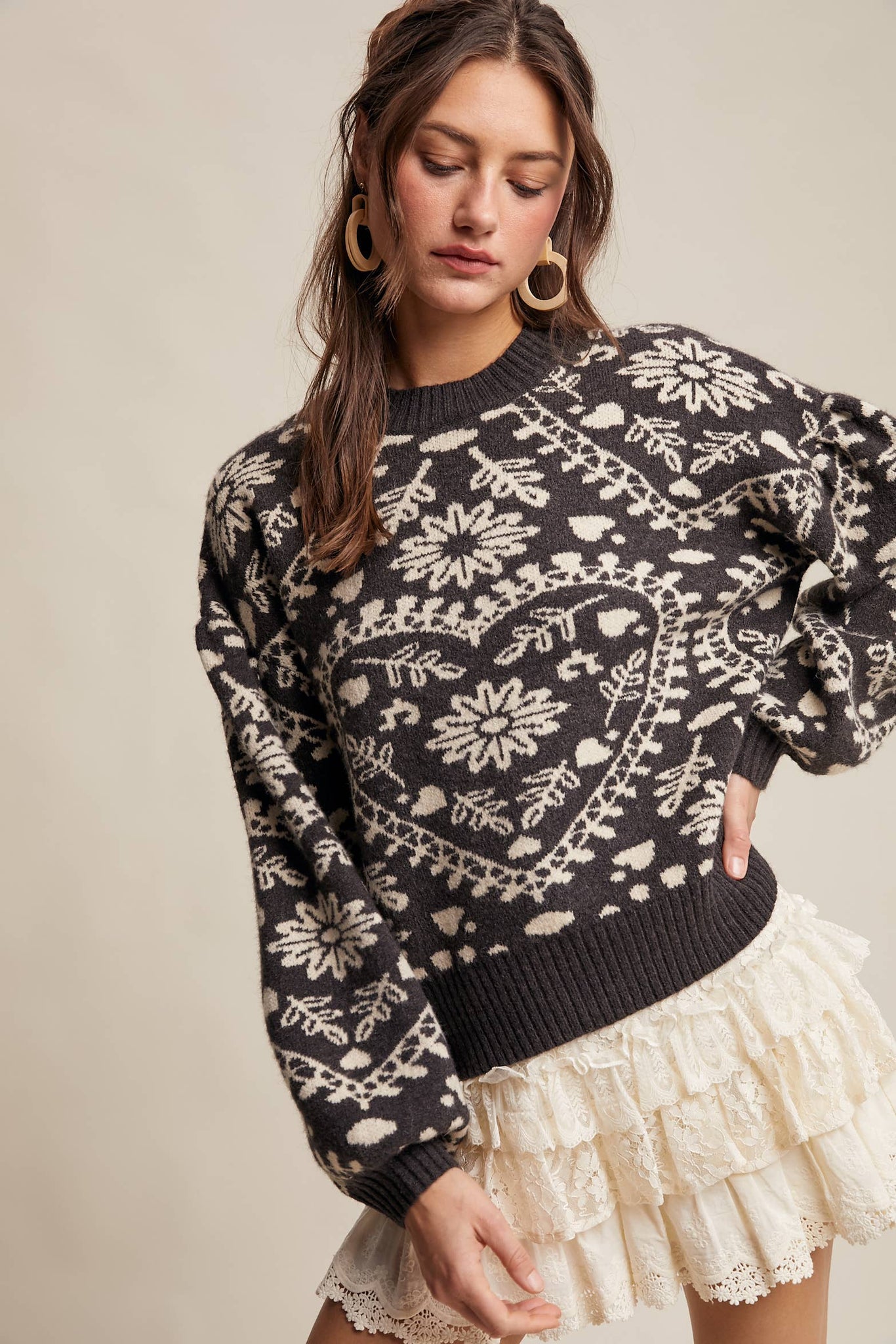 Cross My Heart Jacquard Knit Sweater