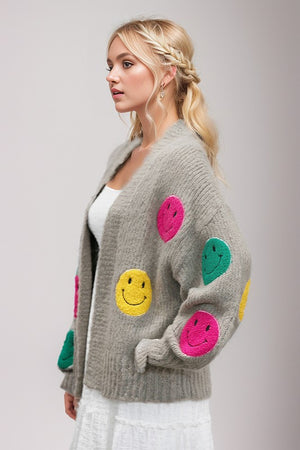 Don't Worry Be Happy Fuzzy Cardigan