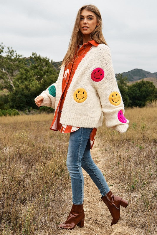 Don't Worry Be Happy Fuzzy Cardigan