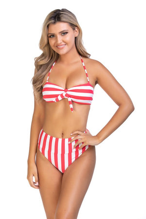 Stripped bandeau bikini set