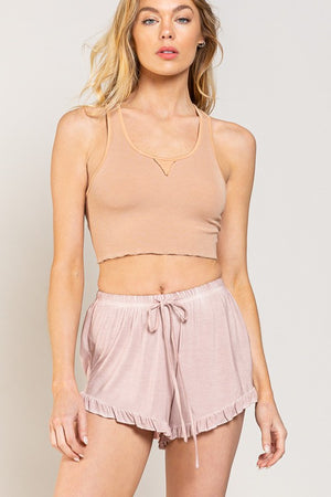 Light Weight Ruffle Trim Shorts