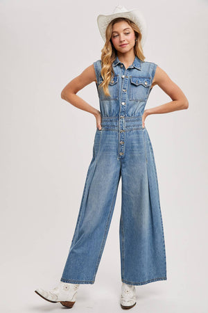 Somewhere Over Laredo Denim Jumpsuit