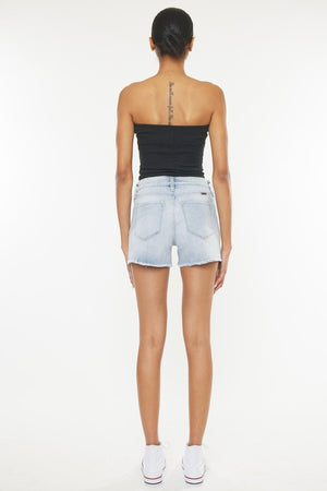 High Rise Light Wash Denim Short by Kan Can