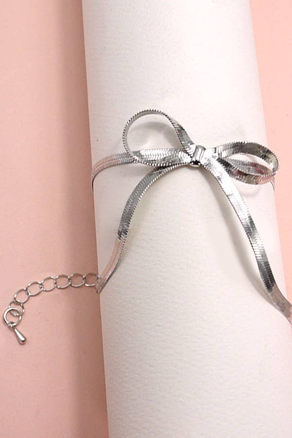 HERRINGBONE SNAKE CHAIN BOW BRACELET