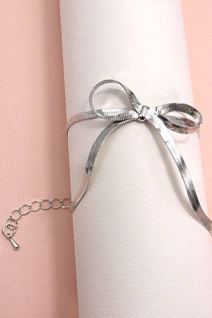 HERRINGBONE SNAKE CHAIN BOW BRACELET