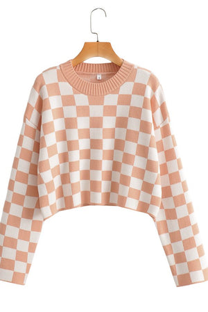 Cropped checkered sweater