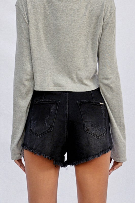 Frayed Black Shorts