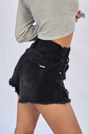 Frayed Black Shorts