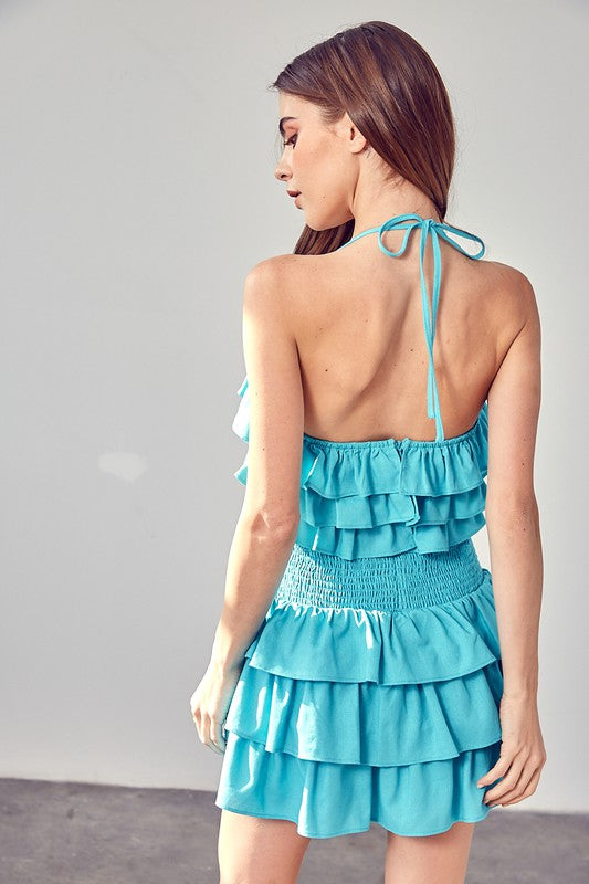 Oceans Away Smocked Waist Ruffle Romper