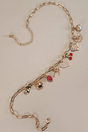 Cherry Bow Heart Necklace