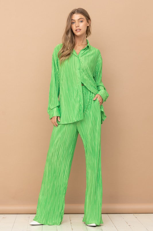 In My Comfy Era Pleated Blouse Pants Set