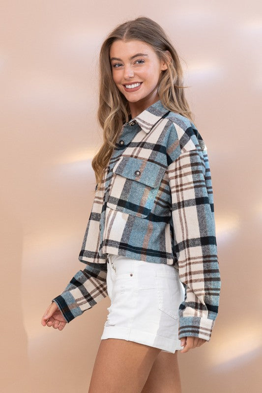 Evermore Plaid Cropped Shacket