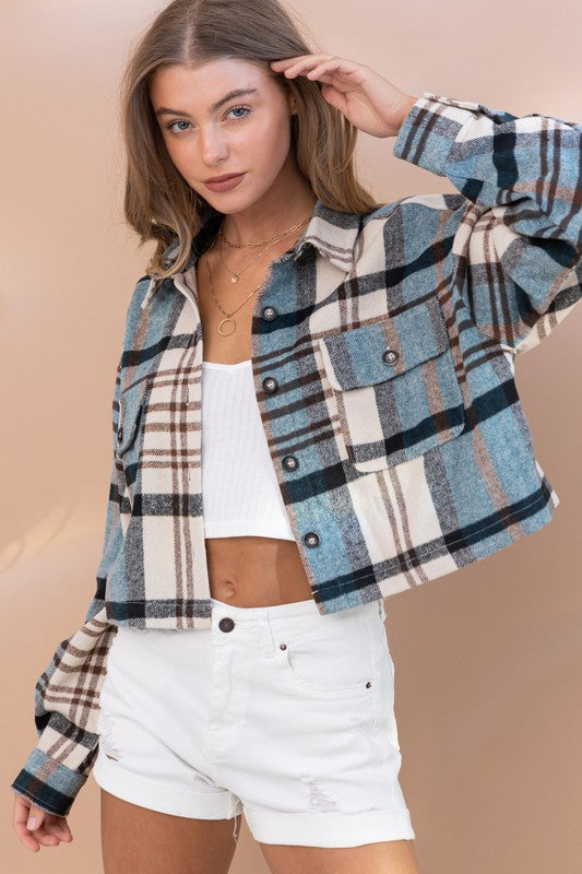 Evermore Plaid Cropped Shacket