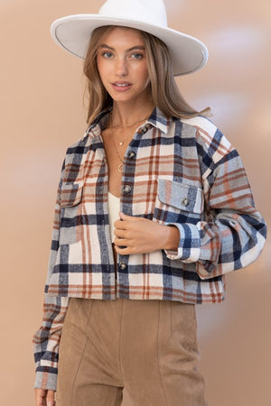 Evermore Plaid Cropped Shacket