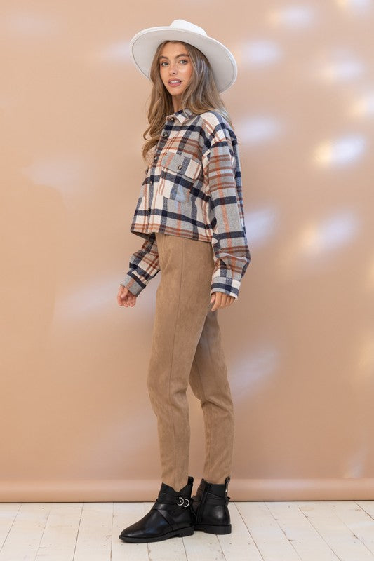 Evermore Plaid Cropped Shacket