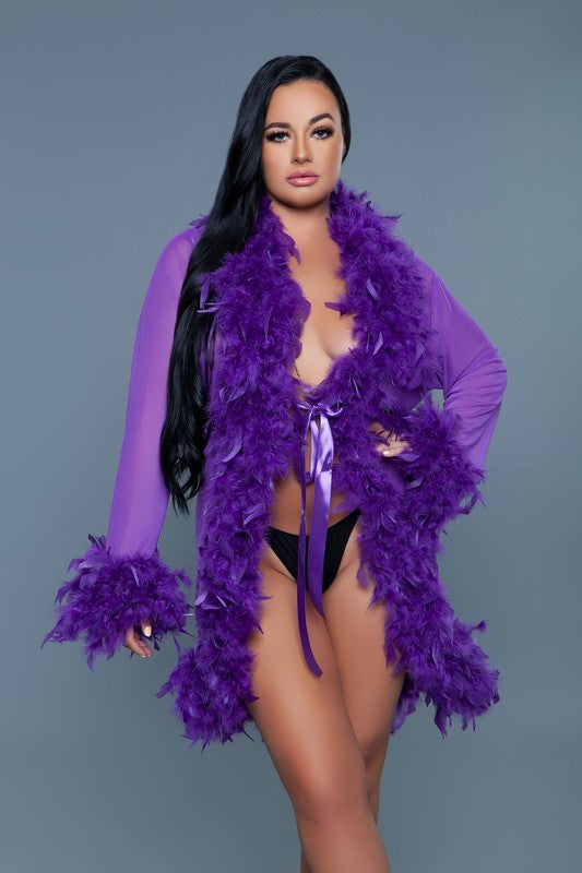 Lux Robe Faux Feathers