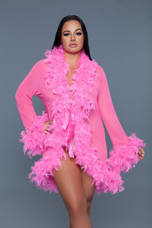 Lux Robe Faux Feathers