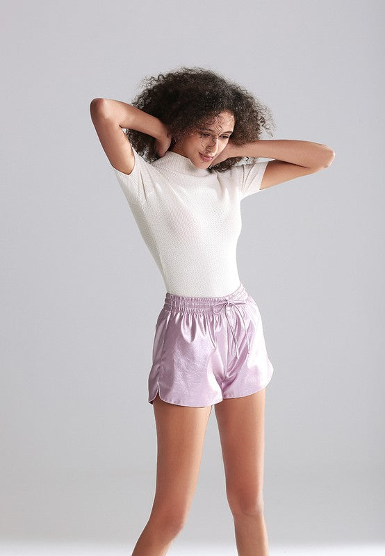 Welcome to New York Metallic Drawstring Shorts