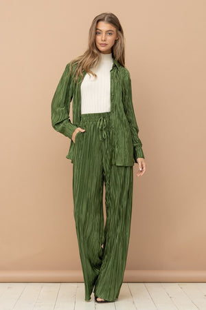 Pleated Blouse Pants Set