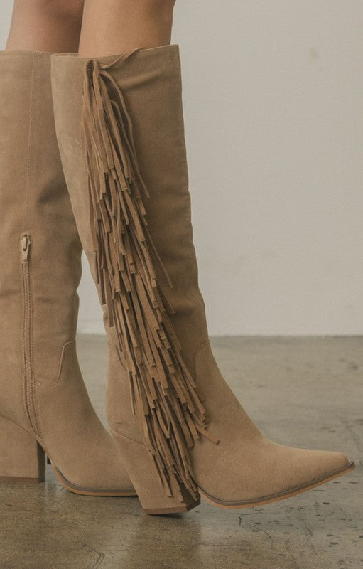 Head West Knee-High Fringe Boots