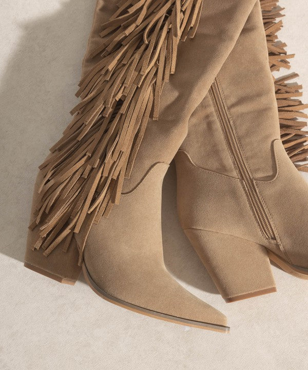 Head West Knee-High Fringe Boots