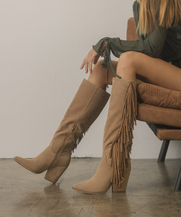 Head West Knee-High Fringe Boots