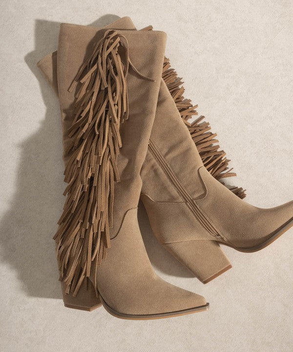 Head West Knee-High Fringe Boots