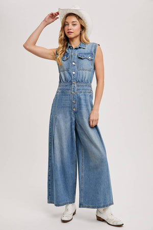 Somewhere Over Laredo Denim Jumpsuit
