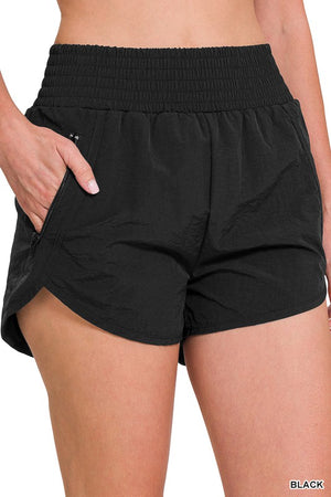 WINDBREAKER SMOCKED WAISTBAND RUNNING SHORTS