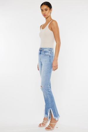 High Rise Bootcut Fray Hem Jean