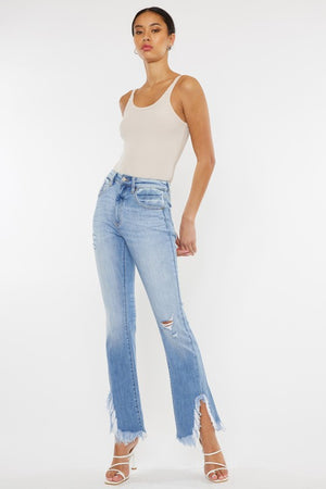 High Rise Bootcut Fray Hem Jean