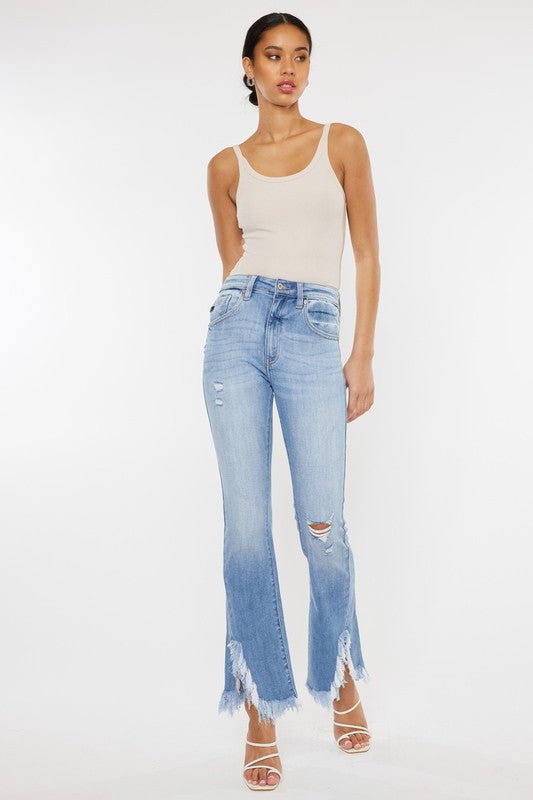 High Rise Bootcut Fray Hem Jean