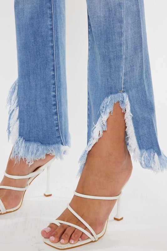 High Rise Bootcut Fray Hem Jean