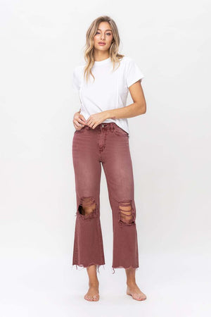 90S VINTAGE HIGH RISE CROP FLARE JEAN