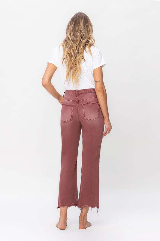 90S VINTAGE HIGH RISE CROP FLARE JEAN