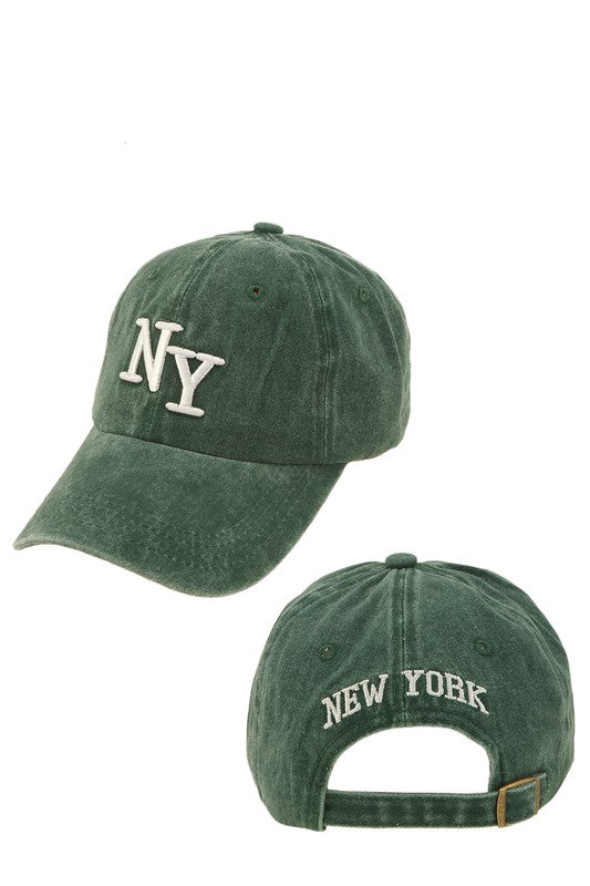 NY Acid Washed Embroidery Hat