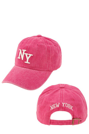 NY Acid Washed Embroidery Hat