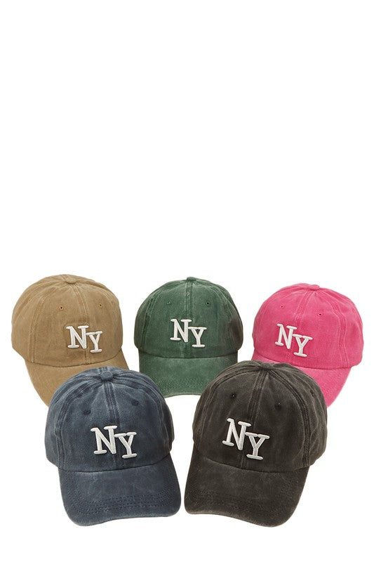 NY Acid Washed Embroidery Hat