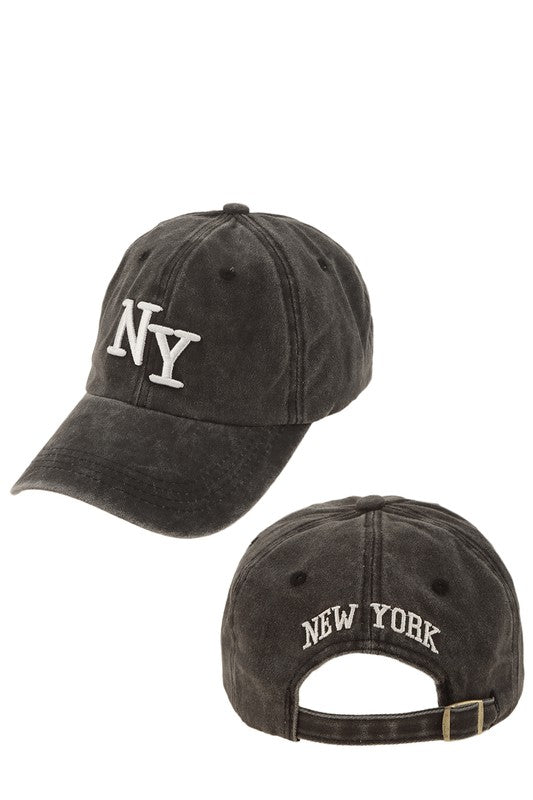 NY Acid Washed Embroidery Hat