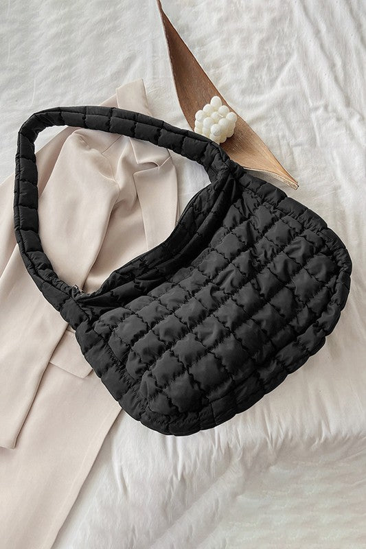 Quilted Zipper Shoulder Bag