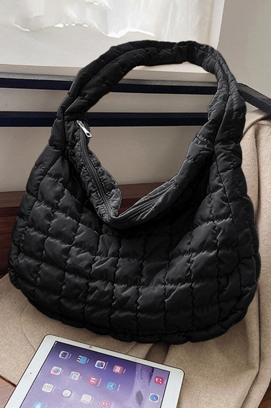 Quilted Zipper Shoulder Bag