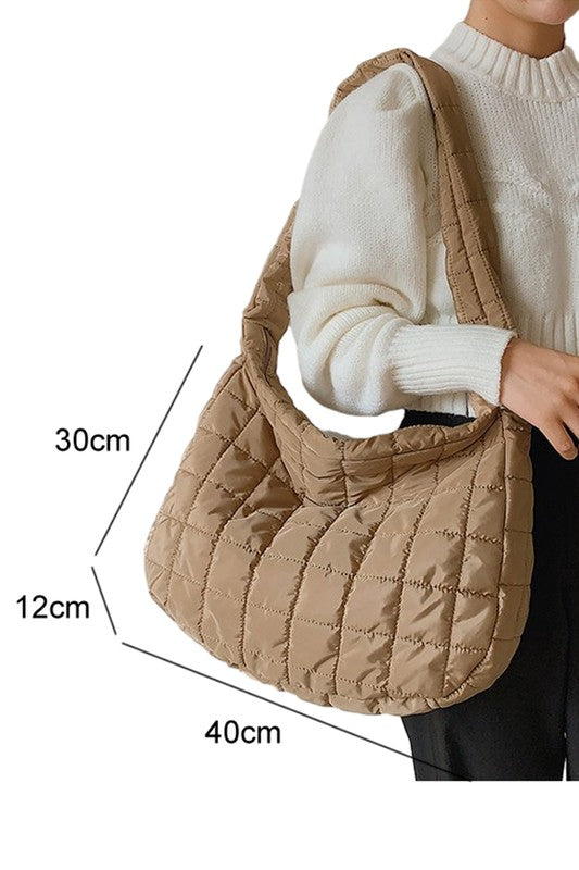 Quilted Zipper Shoulder Bag