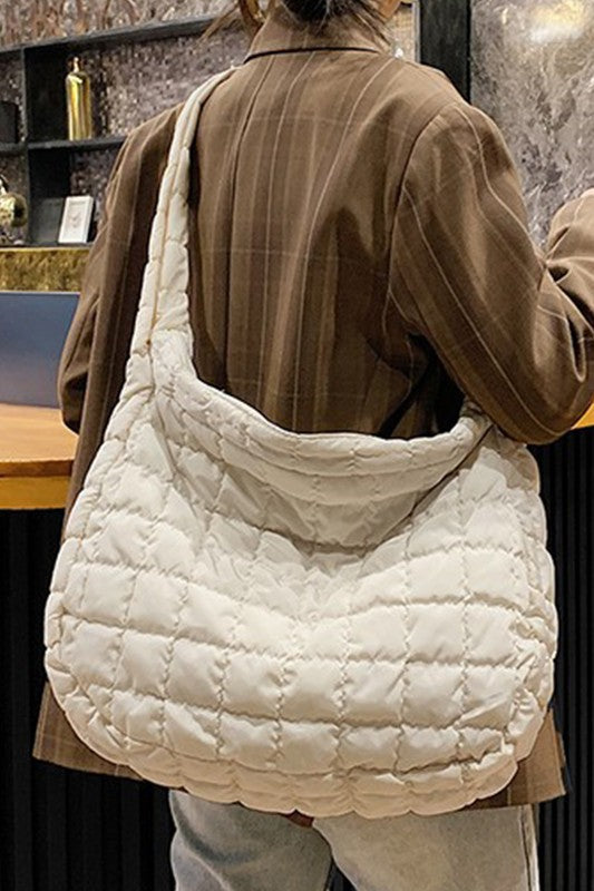 Quilted Zipper Shoulder Bag