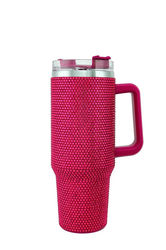 Rhinestone and Handle Tumbler