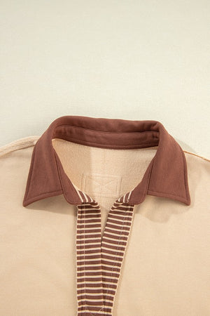 Striped Colorblock Patchwork Collar Sweatshirt