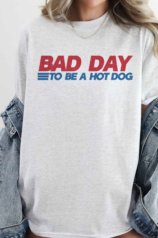 BAD DAY TO BE A HOT DOG OVERSIZED GRAPHIC TEE