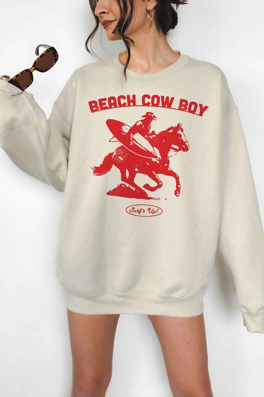 BEACH COW BOY SURFS UP OVERSIZED SWEATSHIRT